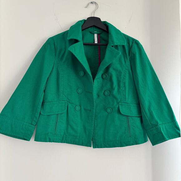 Y2K Old Navy Pea Coat Green Size Medium - Picture 2 of 6